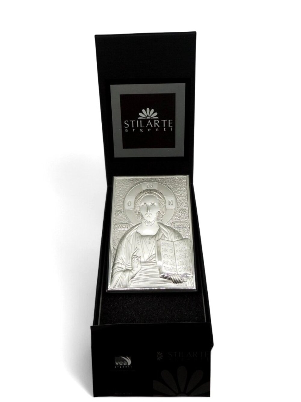 Stilarte Argenti Laminated Silver Jesus Icon Plaque Christ Religious Italy Decor
